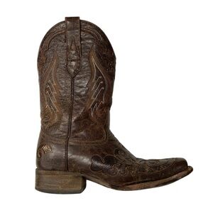 Corral Vintage Snake Inlay Brown Western Cowboy Boots Size 8.5